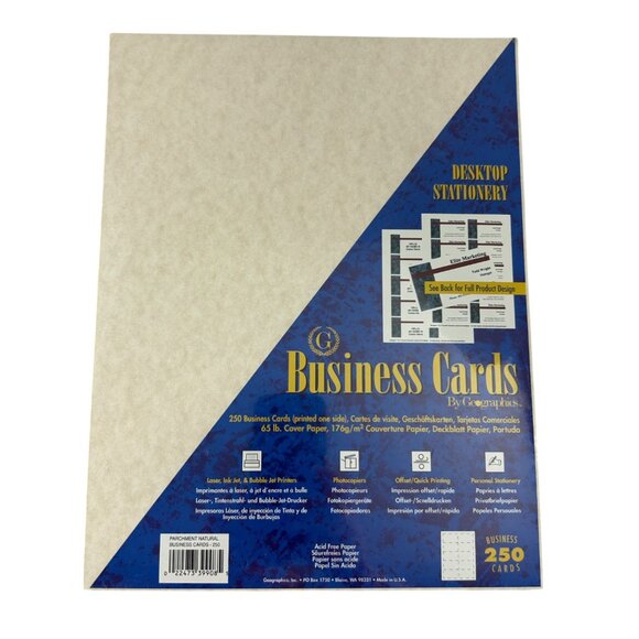 Geographics 250 Business Cards Natural Parchment USA Precut - Picture 1 of 6